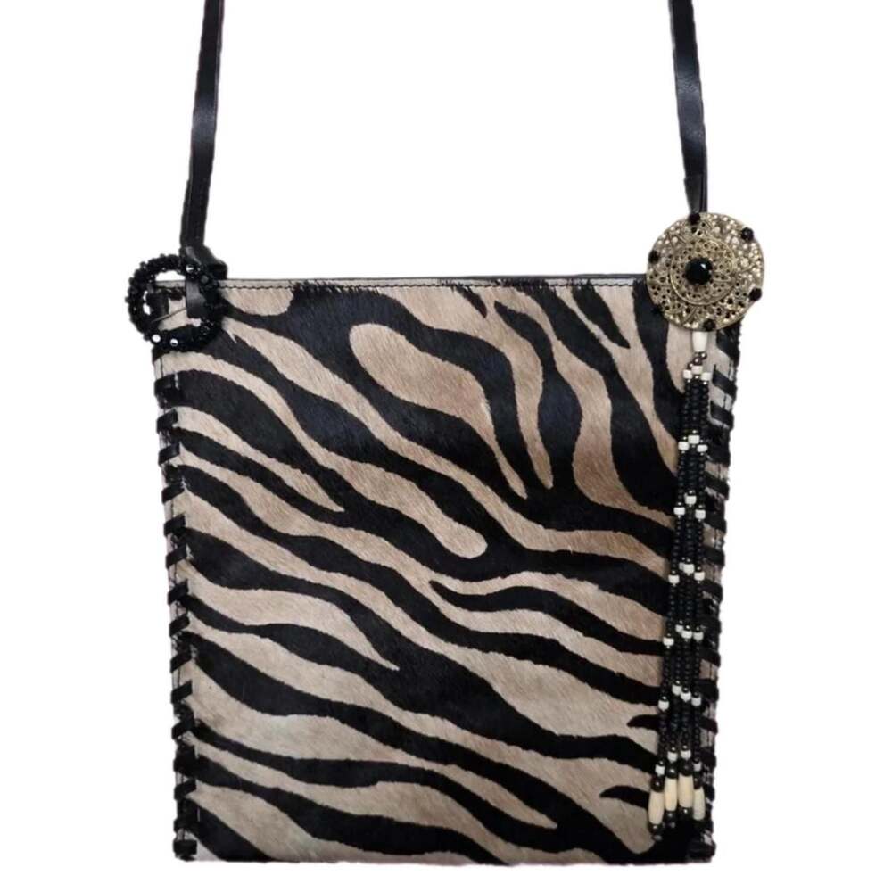 Fossil Vintage Zebra Print Calf Hair Leather Crossbody Bag
